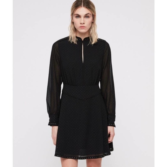 All Saints Dresses & Skirts - Allsaints Kay Black Studded Long Sleeve Dress